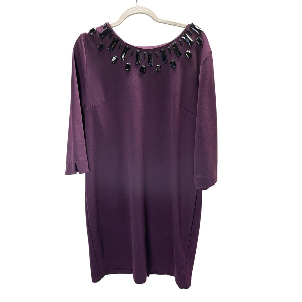Dana Buchman Dress Women's Size 16 Purple Rhinestones